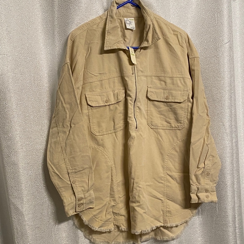NWT Aerie offline 1/2 zip corduory oversized pullover tan, medium